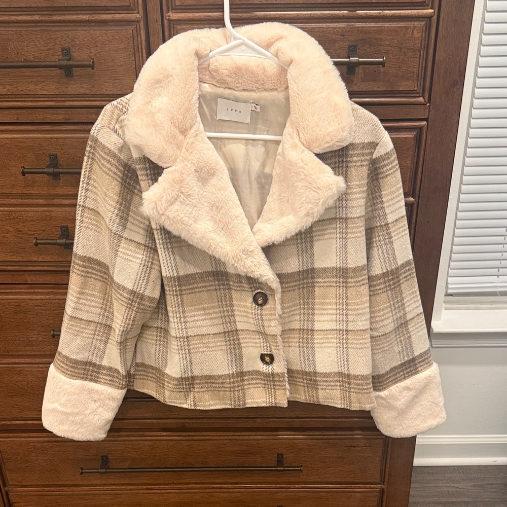 Plaid Faux Fur Women's Jacket